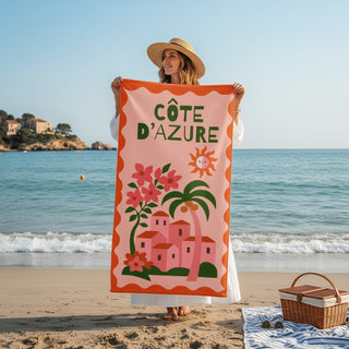 Cote D'Azure Beach Towel, Retro Riviera Beach Towels Berry Jane™