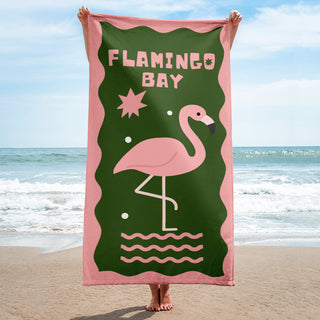 Flamingo Bay Beach Towel - Palm Beach Resort Chic Beach Towels Berry Jane™