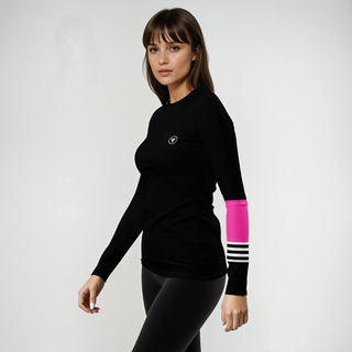 Womens UPF 50 Surf Swim Rash Guard - Black Pink Rash Guards & Swim Shirts Berry Jane™