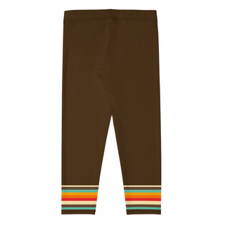 Women's 70s Vintage Stripe Capri Swim Leggings, Brown Swim leggings Berry Jane™