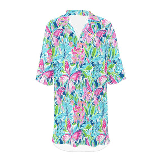 Women's Lightweight Swimsuit Cover-up, Floral Butterflies - Cruise, Resort Swimsuit Cover up Berry Jane™