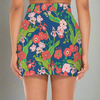 Women's Casual Active Skort, Golf Bright Floral Print - Seychelles Vivid Skorts Berry Jane™