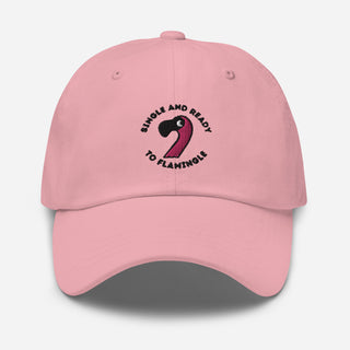 Single, Ready to Flamingle - Flamingo Embroidered Baseball Cap