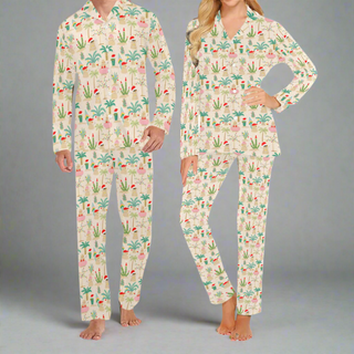 His Hers Holiday Beach Christmas Matching Pajama Set, Mele Kalikimaka Pajama Sets Berry Jane