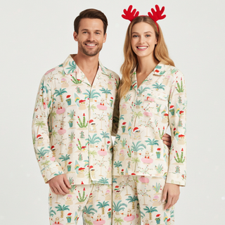 His Hers Couples Beach Christmas Matching Pajama Set, Mele Kalikimaka Pajama Sets Berry Jane