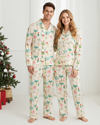 his hers couples matching christmas pajamas for the beach, tropical destinations, Hawaii, Florida