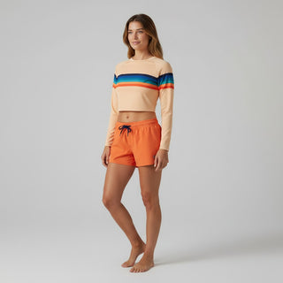 Women's 70s Stripe Cropped Rash  Guard, Sunrise Stripes Rash Guards & Swim Shirts Berry Jane™