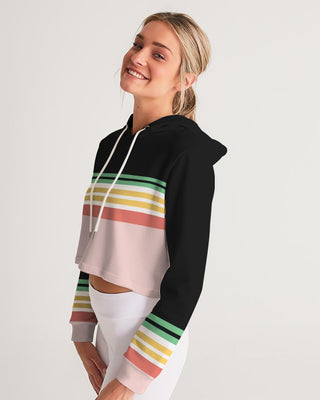 Vintage Hawaii Stripe Women's French Terry Cropped Hoodie Sweatshirt Hoodies & Sweatshirts Berry Jane™