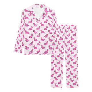 Women's Classic Pajama Set, Pink Flamingo Floaties Pajama Sets Berry Jane