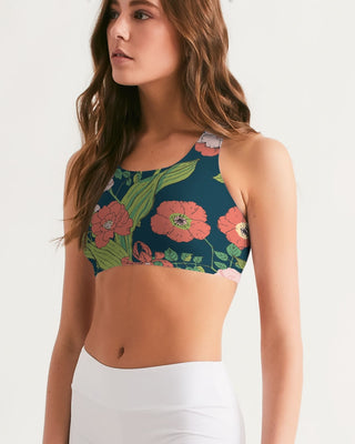 Women's Seamless Sports Bra, Seychelles Floral Activewear Berry Jane™