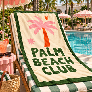 Palm Beach Club Lightweight Beach Towel, Vintage Resort Chic Beach Towels Berry Jane™