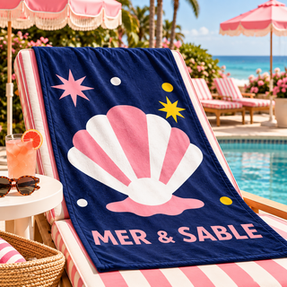 Mer and Sable Sea and Sand Shell Graphic Beach Towel - Resort Beach Towels Berry Jane™