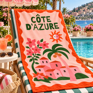 Cote D'Azure Beach Towel, Retro Riviera Beach Towels Berry Jane™
