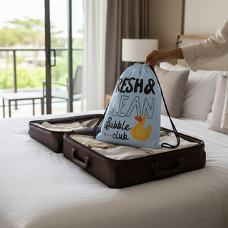 Travel Laundry Bag, Little Drawstring Laundry Bag - Ducky Bubble Club Drawstring bag Berry Jane™