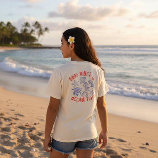 Kids Good Vibes, Ocean Tides Beach T-Shirt