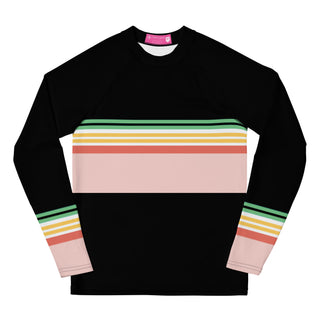 Girls Tween UPF 50+ Swim Rash Guard - Vintage Hawaii Stripe Kids Rash Guards & Swim Shirts Berry Jane™