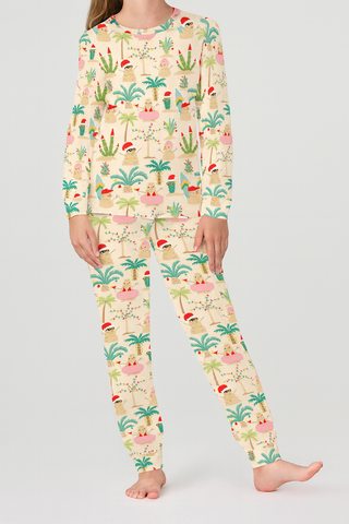 Kids Christmas Pajama Set, Beach Mele Kalikimaka Snowman Party Kids Pajamas Berry Jane