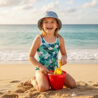 Girls UPF One Piece Swimsuit (2T-7), Jade Green Mermaid Scales