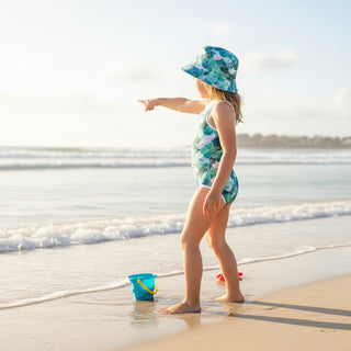 Girls UPF One Piece Swimsuit (2T-7), Jade Green Mermaid Scales Kids Swimwear Berry Jane™