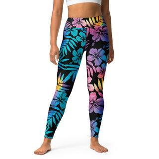UPF 50 Surf, Paddle Board Swim Leggings - Floral Hibiscus Hawaii Swim leggings Berry Jane™