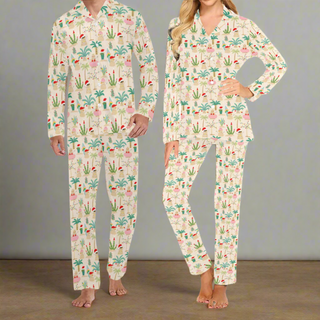 His Hers Holiday Beach Christmas Matching Pajama Set, Mele Kalikimaka Pajama Sets Berry Jane