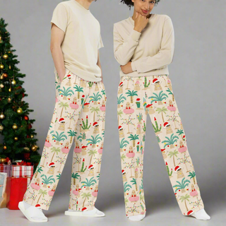 His and Hers Couples Christmas Holiday Lounge Pajama Pants, Beach Snowman Party Womens Pajama Pants Berry Jane™