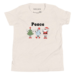 Youth Kids Retro 70s Groovy Peace Christmas Short Sleeve T-Shirt Kids T-Shirts Berry Jane™