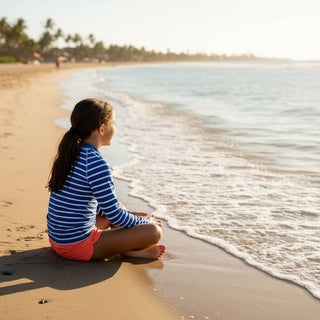 Kids Classic Striped Rash Guard, UPF 50+ Unisex, Cornflower Blue Stripe