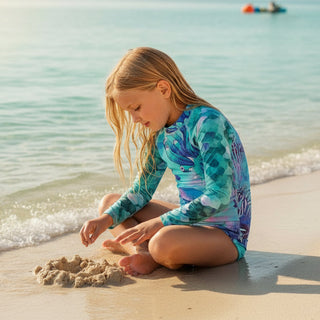 Girls Tween UPF 50+ Sea Life Mermaid Rash Guard, 8-20