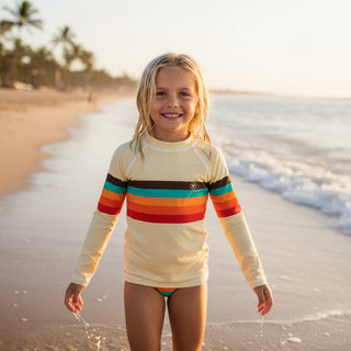 Kids UPF 50 Swim Shirt, 70s Vintage Stripe Rash Guard, Vintage Vibes Kids Rash Guards & Swim Shirts Berry Jane™