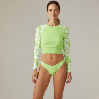 Women's UPF 40+ Kiwi Lime Cropped Long Sleeve Rash Guard Rash Guards & Swim Shirts Berry Jane™