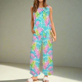 Resort 2 Piece Pants and Top Set, Los Cabos Floral Womens Pant Set Berry Jane™