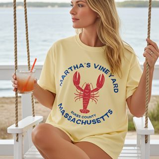 Martha's Vineyard Lobster Graphic Tee - Garment-Dyed T-Shirt T-Shirts Berry Jane™