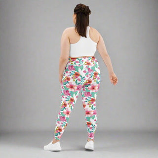 Women's Plus Size Swim Leggings UPF 50 Surf Paddle Board, Maui Floral Swim leggings Berry Jane™