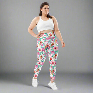 Women's Plus Size Swim Leggings UPF 50 Surf Paddle Board, Maui Floral Swim leggings Berry Jane™