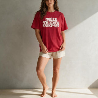 Mele Kalikimaka Vintage Graphic Oversized Tee 100% Cotton T-Shirts Berry Jane™