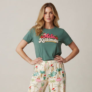 Mele Kalikimaka Hawaiian Christmas Graphic T-Shirt,Matching Family Holiday tees