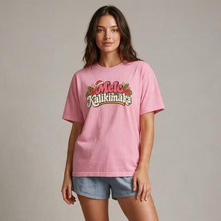 Mele Kalikimaka Hawaiian Christmas Graphic T-Shirt, Pink