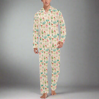 Men's Holiday Beach Christmas Matching Pajama Set, Mele Kalikimaka Pajama Sets Berry Jane