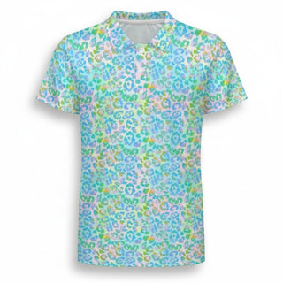 Men's Pastel Leopard Golf, Pickleball Polo Shirt