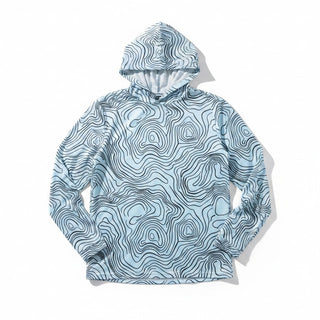Men's Long Sleeve Lightweight UV Fishing Shirt Hoodie, Topography Rash Guards & Swim Shirts Berry Jane™