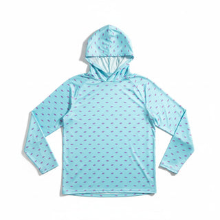 Men's Long Sleeve Lightweight UV Shirt with Hoodie, Hot Pink Fish Rash Guards & Swim Shirts Berry Jane™