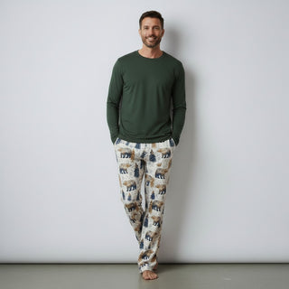 Men's Cozy Cabin Bears Fall Winter Pajama Pants, Couples Matching PJs Pajama Pants Berry Jane™