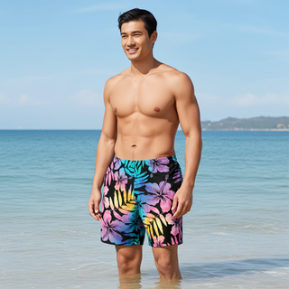 Men's Swim Trunks, Hawaiian Floral Hibiscus Couples Matching Swimwear XS to 3XL Swim Trunks Berry Jane™