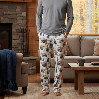 Men's Cozy Cabin Bears Fall Winter Pajama Pants, Couples Matching PJs Pajama Pants Berry Jane™