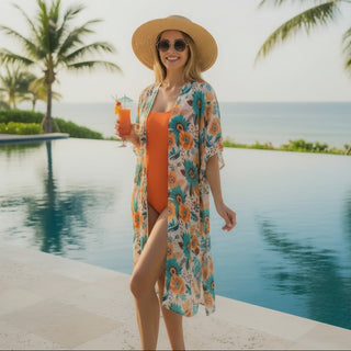 Western Boho Floral Kimono Beach Cover-up Cover ups Berry Jane