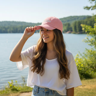 Pink Baseball Hat Berry Jane Embroidered Script Logo