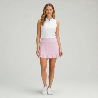 Pink Gingham Pickleball Skirt A-Line with Ruffle Hem