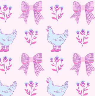 Women's Cute Pastel Chickens Silky Pajama Pants Set, Pink Women's Pajama Sets Berry Jane™