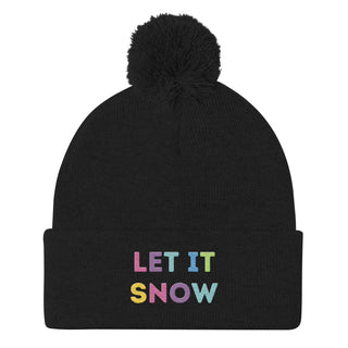 Women's 'Let it Snow' embroidered Knit Hat Pom-Pom Beanie Knit Beanie Hats Berry Jane™